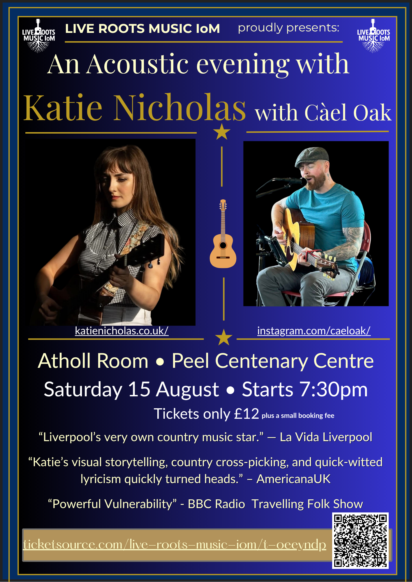 An Acoustic Evening with Katie Nicholas & Cael Oak @ Centenary Centre